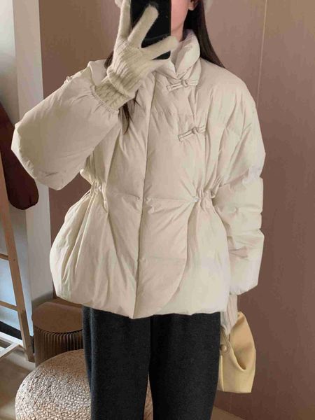 In magazzino! Nuovo piumino in stile cinese con bottoni in stile cinese per il nuovo cappotto invernale da donna con colletto rialzato in vita 2023m3