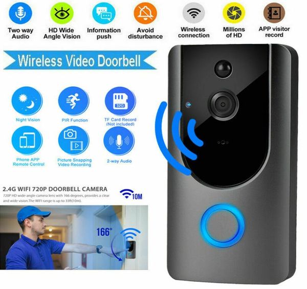 Smart IP Intercom WiFi Video Telefon Türklingeln WiFi -Kamera für Wohnungen IR Alarm Wireless Security Doorbell7291937