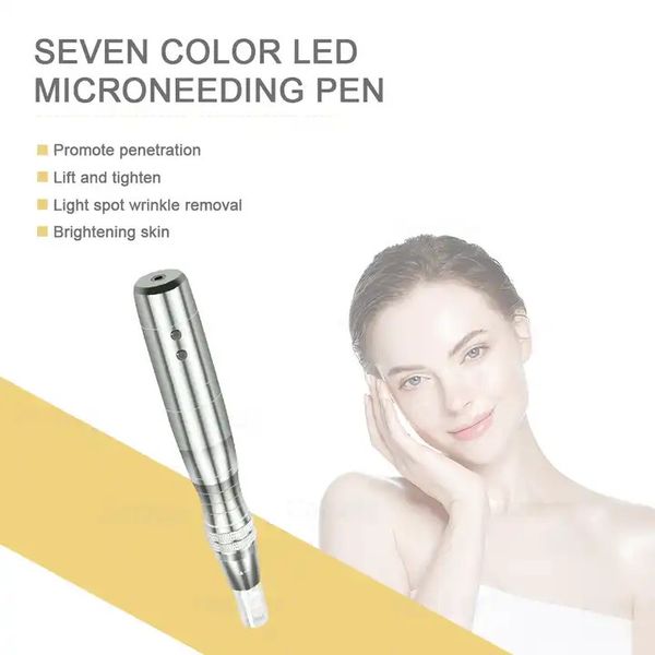 7-Farben-LED-Lichttherapie-Hautpflegestraffung, persönliches Derma-Pen-Microneedling-Gerät