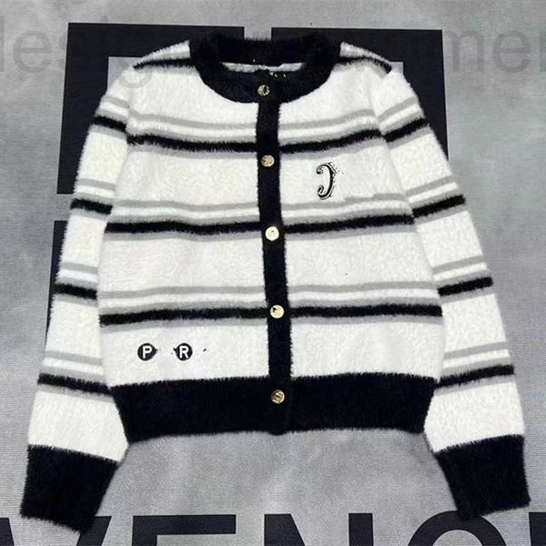 Frauenpullover Designer Winter Neue CE Nerzhaar -Intercolor Stripes Mode vielseitige Strickjacke für Frauen Zmmz