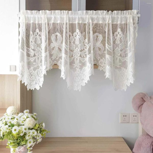 Terretto 1Panel Beige Bow Lace Piccola partizione per mezza partizione per la cucina Bookcash Homehold Wine Armabiet Copertura decorativa Tulle Drape