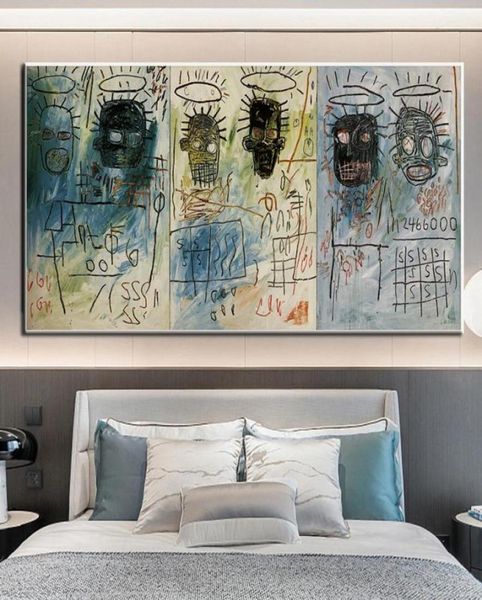 Dipinti Divertenti Graffiti Art Jean Michel Basquiat Pittura a olio su tela Opere d'arte astratte Poster Immagine da parete per bambini039s Roo2167653