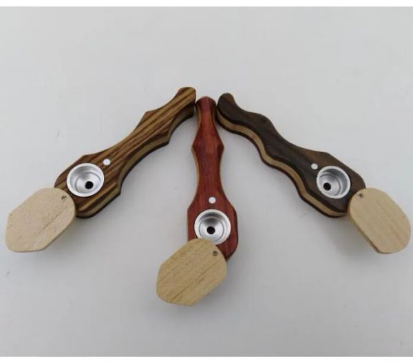 Pipa per sigaretta in legno per fumo a mano in legno 4 stili Scegli Martello Tabacco per sigaro Tubi per filtri a base di erbe Accessori per scodelle in metallo Utensili per l'olio ZZ