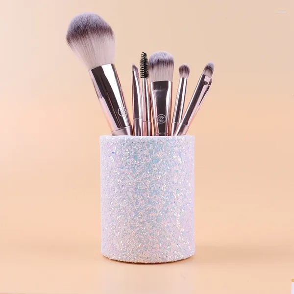Bolsas de armazenamento Moda Mulheres Sparkling Makeup Brush Bucket Cosmetic Comb Lipstick Recurter Box Home Box Pen lápis Vaso