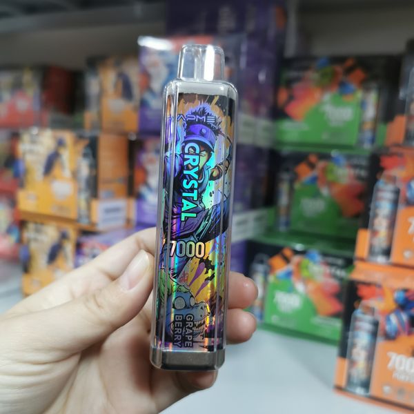 Yeni orijinal otantik vapme kristal 7000 puflar vape tek kullanımlık önceden doldurulmuş cihaz kalın kalem şarj edilebilir pil çok lezzet 7k e sigara oem randm kasırga 7000