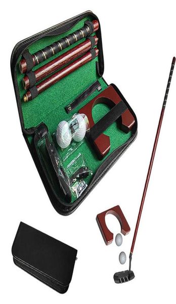 Conjunto completo de clubes de golfe pvc putter esportes colocando auxiliares de treinamento carry caso equipamento de viagem titular bola prática mini portátil 3571679