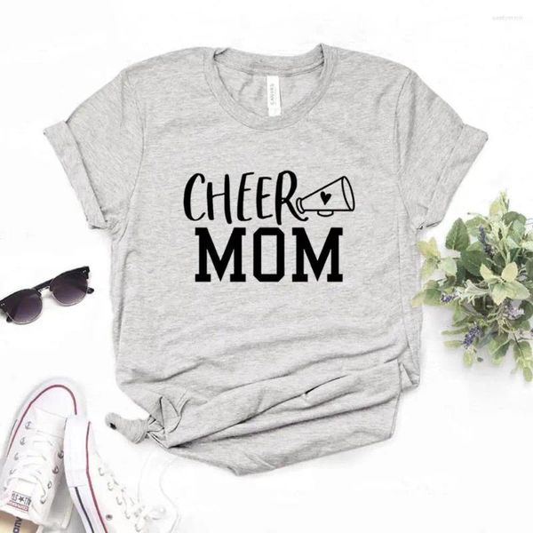 Camisetas con estampado de Cheer Mom para mujer, camisetas divertidas informales de algodón para mujer, camiseta Hipster de 6 colores, envío directo NA-703