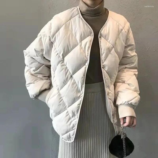 Trench da donna Moda Cappotto a reticolo rombico Giacca invernale da donna Donna Casual Bellissimi piumini caldi Ragazze femminili Streetwear