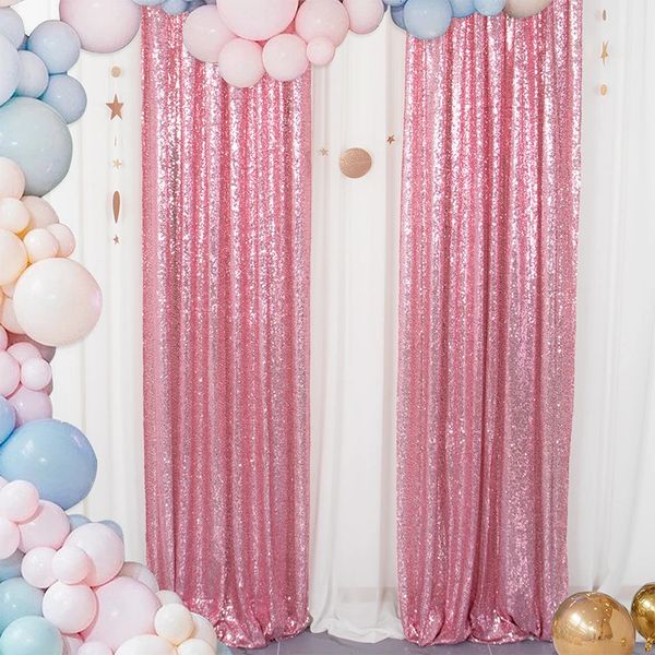 Para casamento de aniversário de aniversário de Natal de bebê decoração de decoração de lantejoulas Cortina roxa Glitter Po Booth 231227