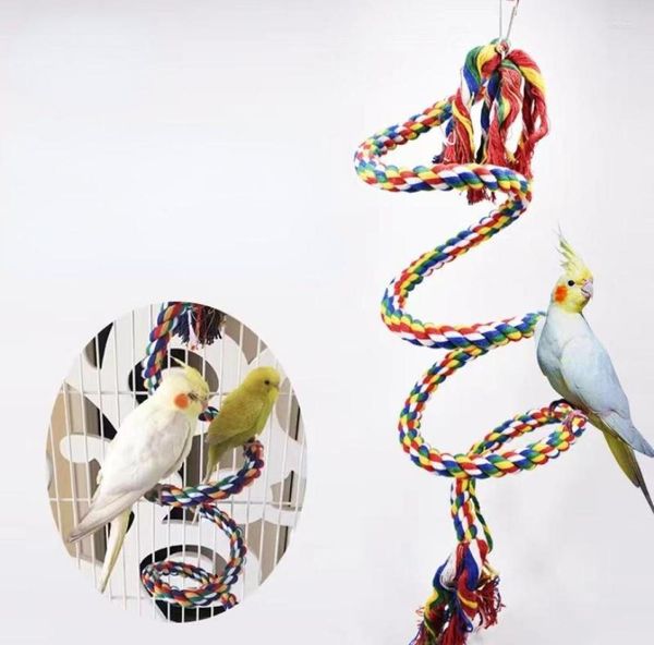 Outros suprimentos de pássaros papagaio brinquedos pet stand corda gaiola decoração escalada brinquedo sino acessórios 7633450