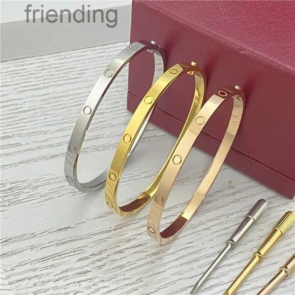 Bracciale di alta qualità 4 mm di larghezza 6a generazione bracciale in acciaio al titanio 18 carati argento oro rosa bracciale da donna uomo bracciali firmati QE8H