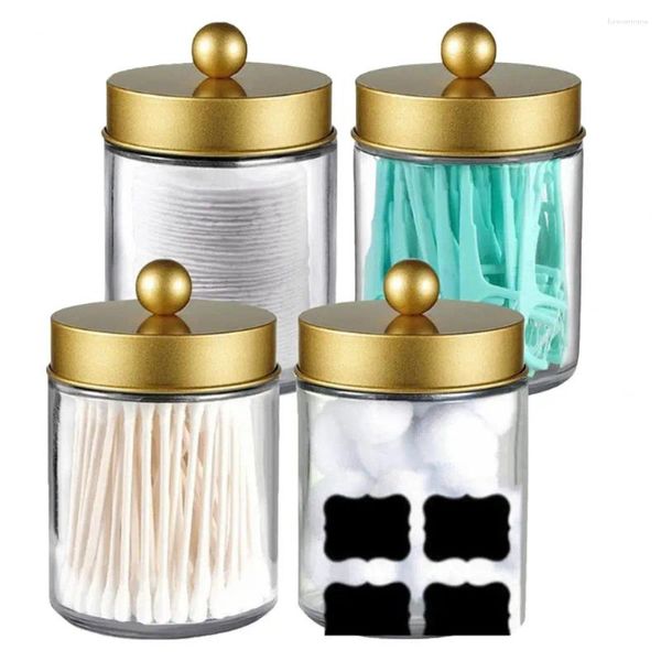 Bottiglie di stoccaggio Set di barattoli organizzativi in vetro per il bagno Vanity Makeup Organizer Controsoffitto Contenitore da farmacia da 4 pezzi