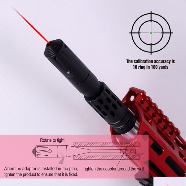 Trirock Taktisches Zubehör Jagd-Rotlaser-Schussprüfer-Kits für Zielfernrohre im Kaliber .177 bis .78 mit Ein-/Aus-Schalter