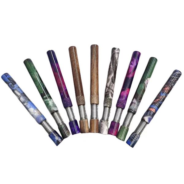 Nuovo Pipa per fumatori 100 Pz / lotto Molla in metallo One Hitter Pipistrelli Herb Alluminio Piroga Snuff Snorter Holder Primavera Bat Filtri Tabacco per sigarette Pipa