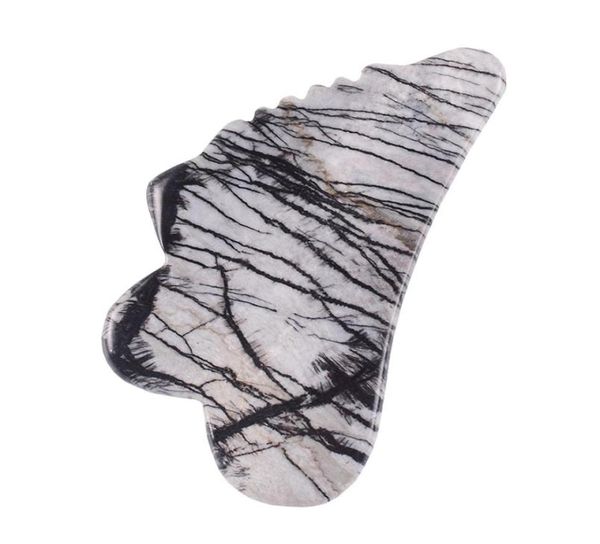 Sawtooth Gua Sha Tool Natural Picasso Jasper Face Care Massageador Pedra Jade Quartz SPA Raspagem Cura Beleza Saúde Ferramenta Corporal X049178603