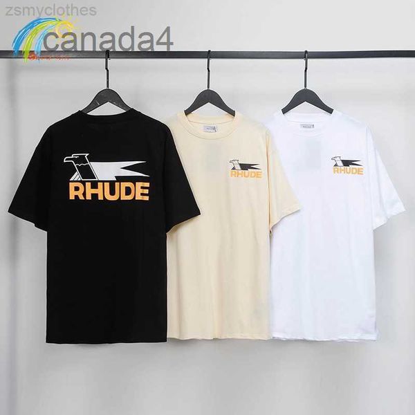 T-shirt maschile estate Spring Fashion Streetwear Swallow Print Rhude T Shirts Men Women 1 Cotton Albicon Black White Top Top 0RR1