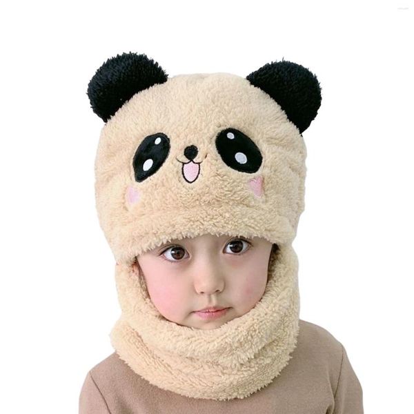 Beralar Kış Panda Scarf Beanies şapka çizgi film sahte kürk rüzgar geçirmez kazak hediye kız bebek ve erkekler için