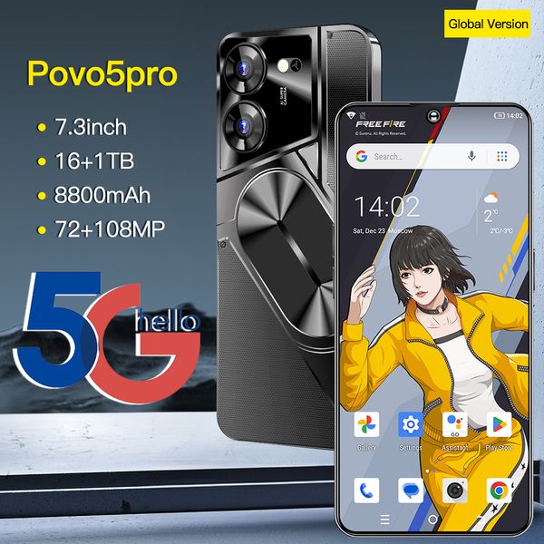 2024 Povo5pro Mobile Phone 7,3-дюймовый экран 8800 мАч.