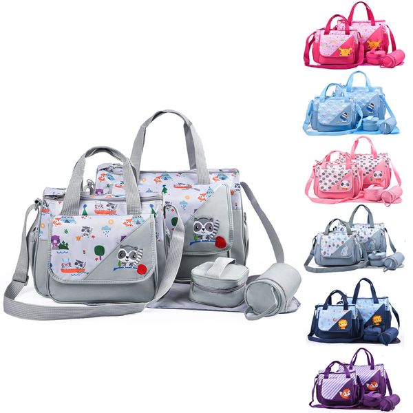 5 pezzi Mommy Maternity Bag Set Bag del pannolino di grande capacità Multifunzionale sacca da viaggio da donna da viaggio per pannolino per bambini per mamma 231227
