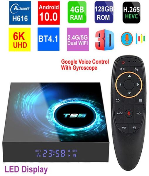 T95 6K Smart TV Box Android 100 4GB 128GB Allwinner H616 Quad Core 5G Dual WIFI HDR H265 BT41 Lettore multimediale Set TopBox8100868