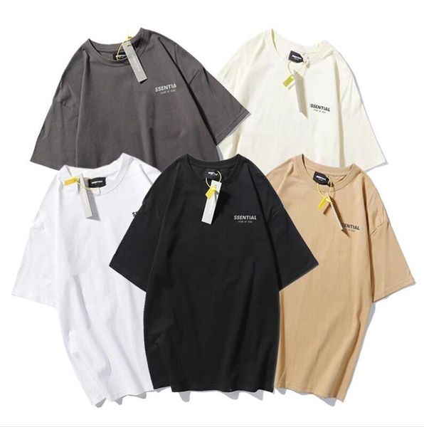 Camisa essencial para homens ropa cola prensada letras soltas em torno do pescoço alta rua moda masculina e feminina mangas curtas camisetas