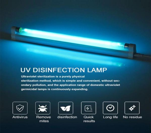 AC110V 220V Luz germicida ultravioleta 254nm T5 6W 8W Lâmpada ultravioleta de quartzo UV LED Lâmpada bactericida para casa e hospital6449812