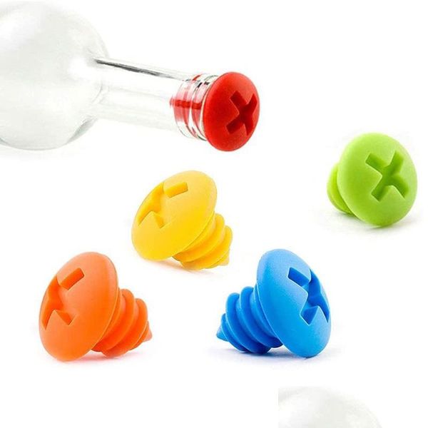 Ferramentas de barra Sile Red Wine Stopper Screw Shape Bottle Cap Creative Acessórios Home Party Use Food-Grade Kitchen Gadget Lx4135 Drop Deliv Dhgih