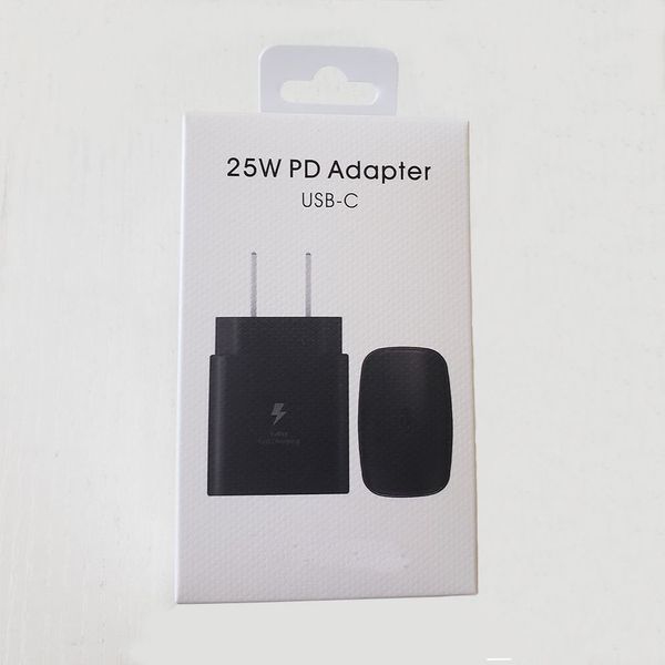 Qualidade OEM original 25W PD USB C Fast Charge 20W Parede de potência Adaptador de carregamento rápido US Plug UE para Samsung Charger Galaxy S21 5G S20 S10 Nota 20 10 A71 A70S A80 M51 EP-TA800