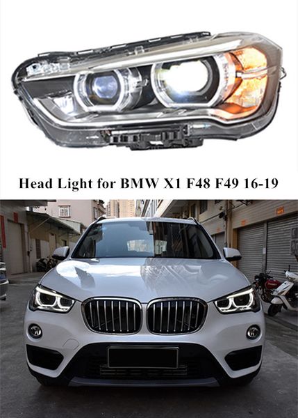 Gruppo faretto per auto per BMW X1 2016-2019 Faro diurno a LED F48 F49 Indicatore di direzione Angelo Occhio Lente del proiettore