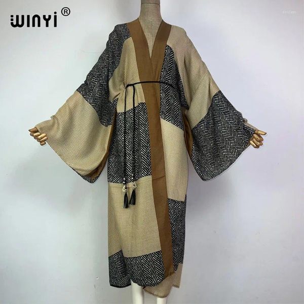 Costume da bagno da donna WINYI Kimono Europa Stampa retrò Boho Caftani per donna Copricostume Elegante cardigan Vacanza sexy Maxi costume da bagno da spiaggia da sera