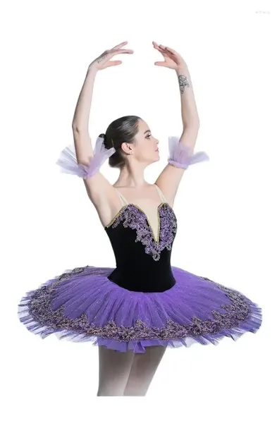 Bühnenkleidung Kinder-Ballettkleid, weibliches Tutu, lila, lila, Performance-Kostüme, Schwanensee-Tanz