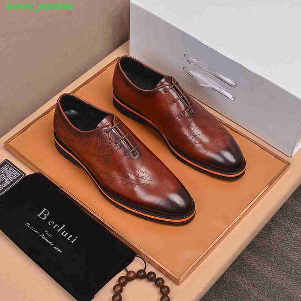 BERLUTI Herren-Kleiderschuhe, Leder-Oxford-Schuhe, Berluti Herren-Kuhschuhe in High-End-Qualität, Business-Kleider-Lederschuhe, lässige Step-on-Lazy-Herrenschuhe HBLX