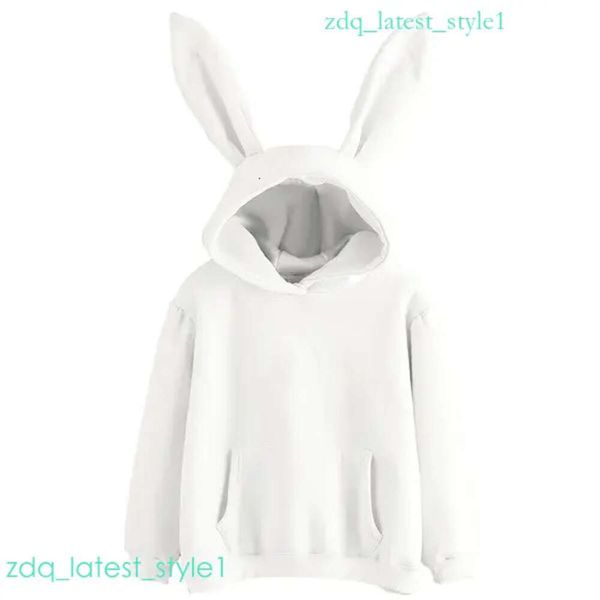 Дизайнерский психо -капюшон кролика MensweatShirt Top Высококачественный ретро -капля Haruku Kpop с длинным рукавом кроличьи уши сплошная одежда Kawaii 4406
