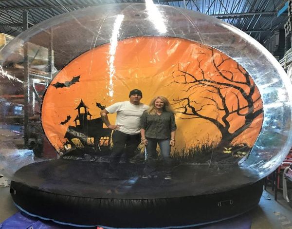 Decorazione natalizia Snow Globe PO Booth People Inside Clear Bubble Dome Sfondo personalizzato Immagine gonfiabile Snowglobe Chr3688042