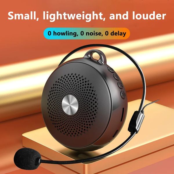 Мини-усилитель голоса, многофункциональный портативный персональный динамик с дисплеем микрофона, объемный звук для речи учителей 231228