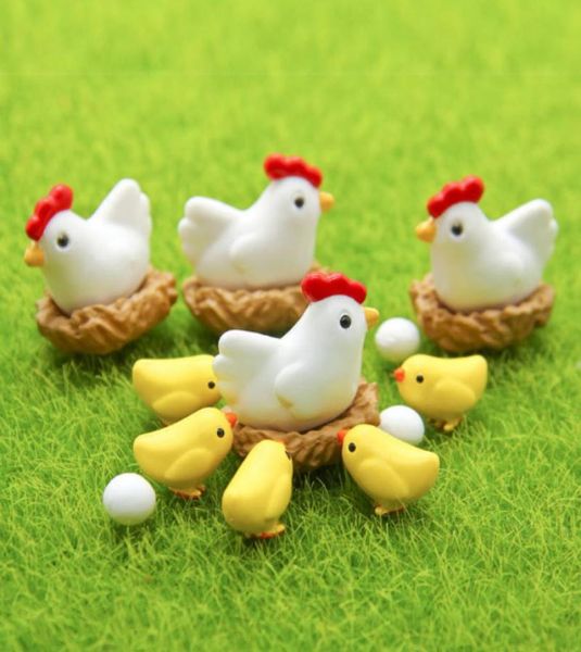 1 conjunto de 16 peças de galinha raça galinha família fada jardim miniaturas decoração terrário baison ferramenta garrafa micro paisagem gnomos jardim mi5237660