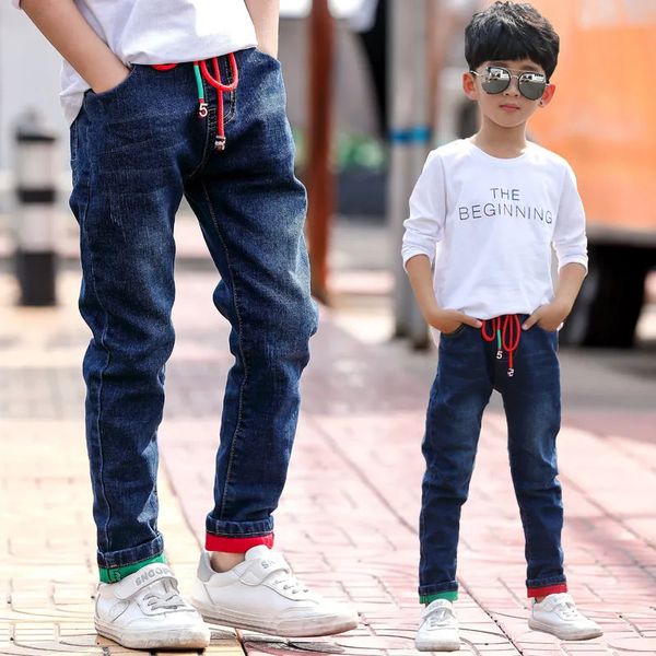Crianças calças grandes meninos estiramento joker jeans primavera crianças lápis leggings outono denim roupas para 4 a 14 anos criança masculina 231227