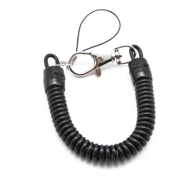 Kunststoff Schwarz Retractable Key Ring Spring Spiral Spiral Stretch Chain Schlüsselbund für Männer Frauen klare Schlüsselhalter Telefon Anti Lost Keyrin160y