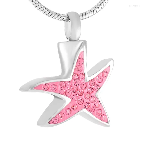 Collane a ciondolo IJD9295 Shining Crystal Starfish Cremation Jewelry for Ashes Memorial Urn Women/Pet