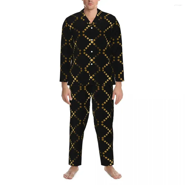 Sleep abbigliamento da sonno oro dot pigiama uomo cross dots stampare caloroso sonno autunno 2 pezzi casual oversize design set di pigiama
