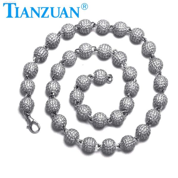 Halskette 10mm Buddha Perlen Silber 925 Cuban Link Hip Hop D VVS Ball Moissanit Link Kette Juwelie Frauen Männer Geschenke