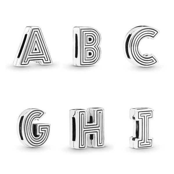 100% 925 Sterling Silver Letter A-M Clip Charms Fit Reflexions Mesh Bracelet Fashion Women Wedding Engagement Jewelry Accessories286f