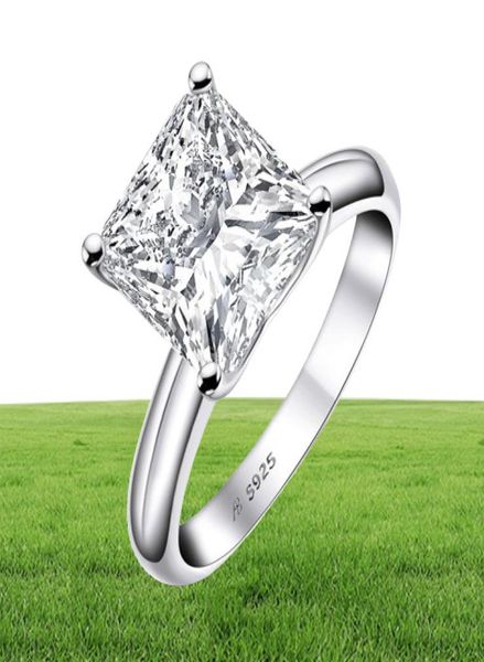AINUOSHI Стерлингового Серебра 925 пробы 3 карата Обручальное кольцо принцессы для женщин Sona Юбилейное кольцо-пасьянс с имитацией бриллианта Y118531751