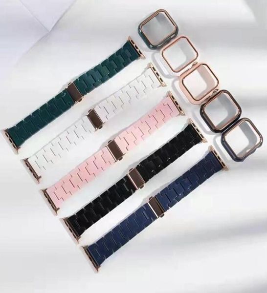 Pulseiras de relógio de designer de luxo para relógio 42mm 38mm 40mm 44mm iwatch 2 3 4 5 bandas pulseira de resina com caso pulseira de moda2526882