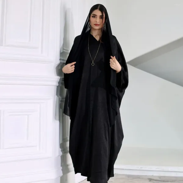 Ethnische Kleidung Abayas für Frauen Kimono Longs Femme Casual Loose Open Abaya Batwing Sleeve Satin Kleid Kaftan Islam Übergroß