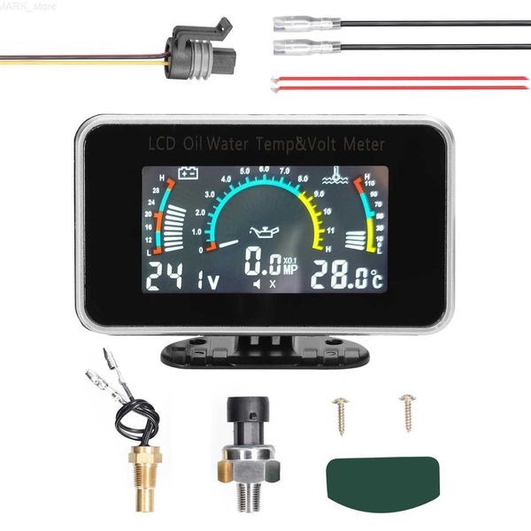 Misuratore pressione olio 3 in 1 Misuratore LCD per auto Digitale Pressione olio Tensione Indicatore temperatura acqua Strumento universale 9-36 V per auto camion SUV RVL231228L231228