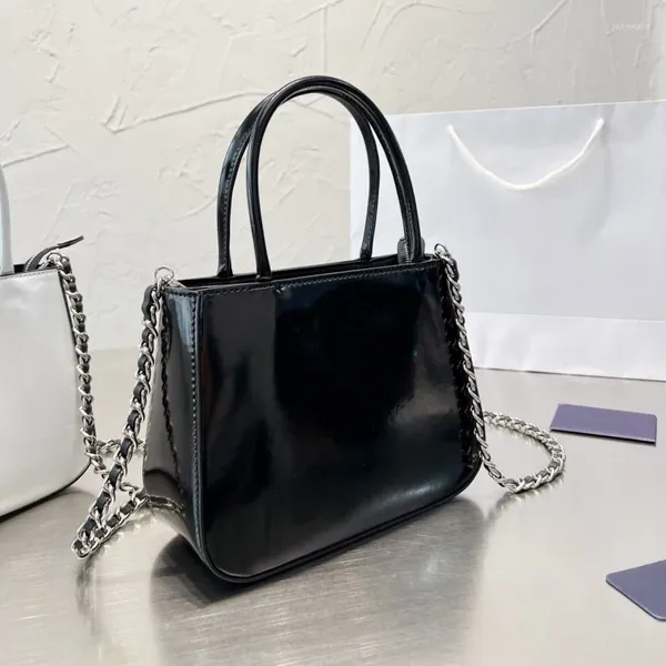 Abendtaschen Mode Luxus Designer Leder Handtasche Umhängetasche Glänzende Kette Reißverschluss Messenger Einfache Feste Farbe Für Frau