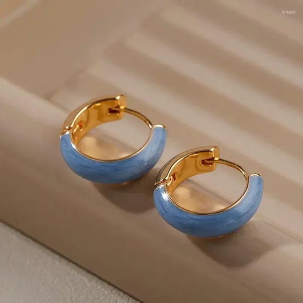 Gestüt Ohrringe Französisch Retro Blue Hoop Sommer Einfacher goldplattierter Ohrring für Frauen Mädchen Modeschmuck