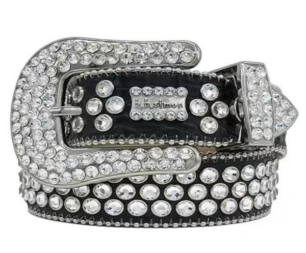 Buona qualità 2022 DesignerBelt Simon Cinture per uomo Donna Cintura con diamanti lucidi Nero su nero Blu Bianco multicolore con strass Bling3224844