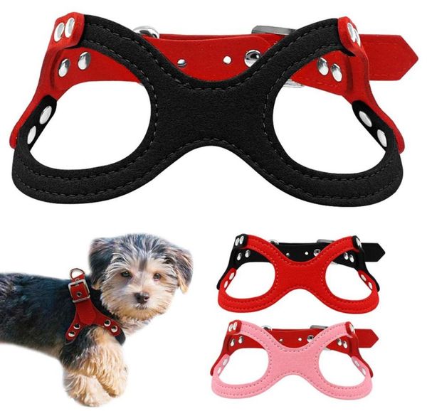 Pettorina per cani piccola in morbida pelle scamosciata per cuccioli Chihuahua Yorkie Petto regolabile rosso rosa nero 1013 217n2646669